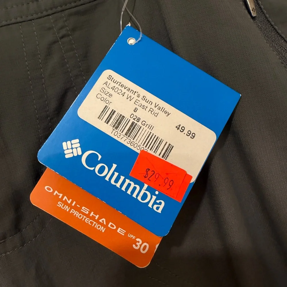 NWT Columbia Women’s Omni-Shade Cargo Shorts Gray Size 8 - Picture 2 of 9